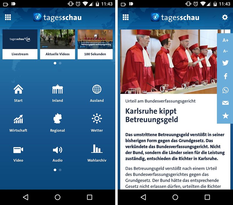 tagesschau app home menu de