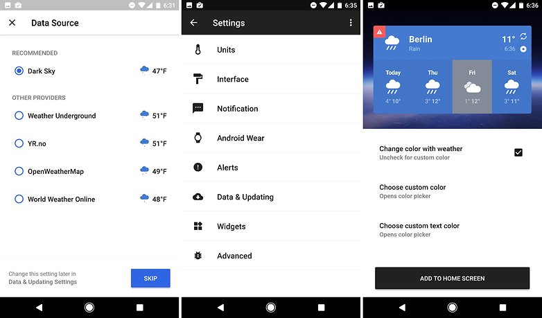 weather timeline settings widget