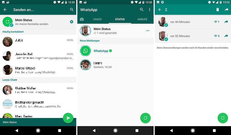 whatsapp status share delete de