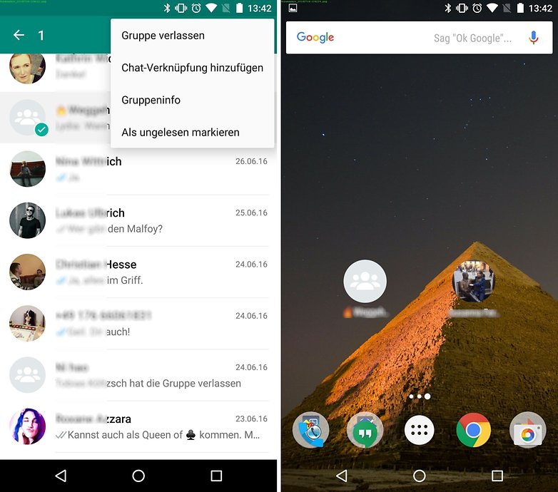 whatsapp add to homescreen de