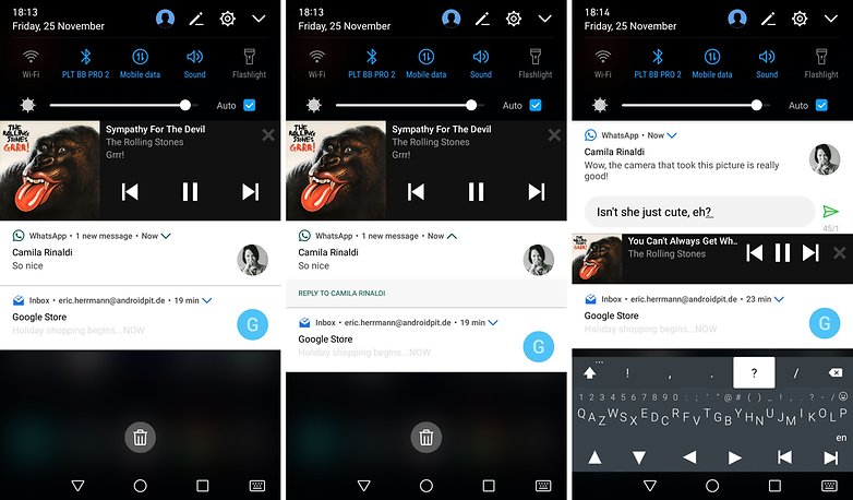 whatsapp answer in notification area