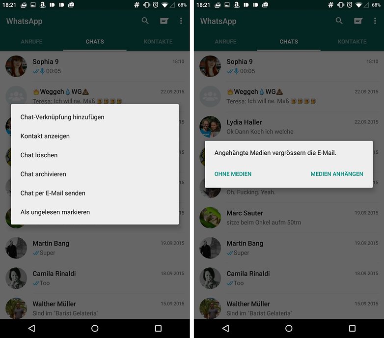 whatsapp e mail konversation