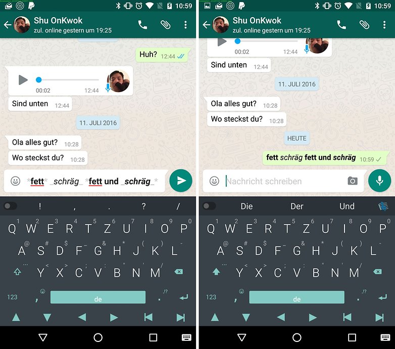 whatsapp formatting de