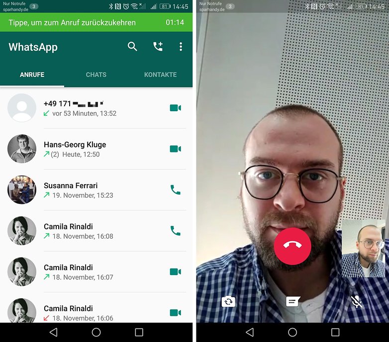 whatsapp video calls history