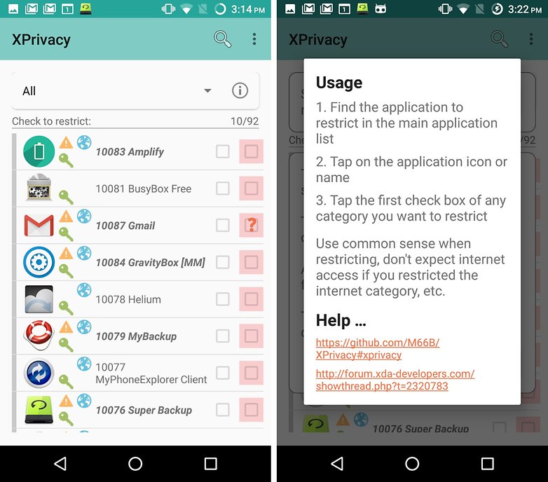 xprivacy tutorial main screen