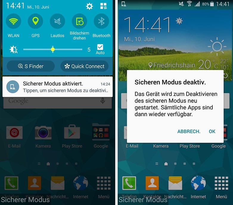 samsung safe mode deactivate de