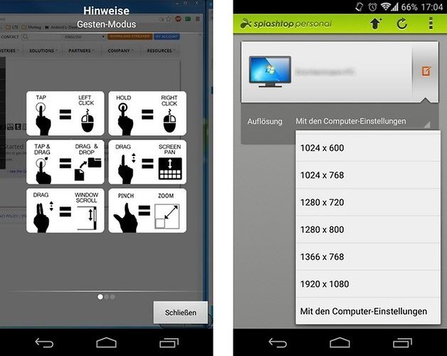 splashtop android interface