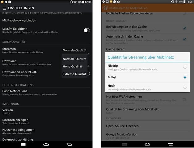 spotify play music quility settings