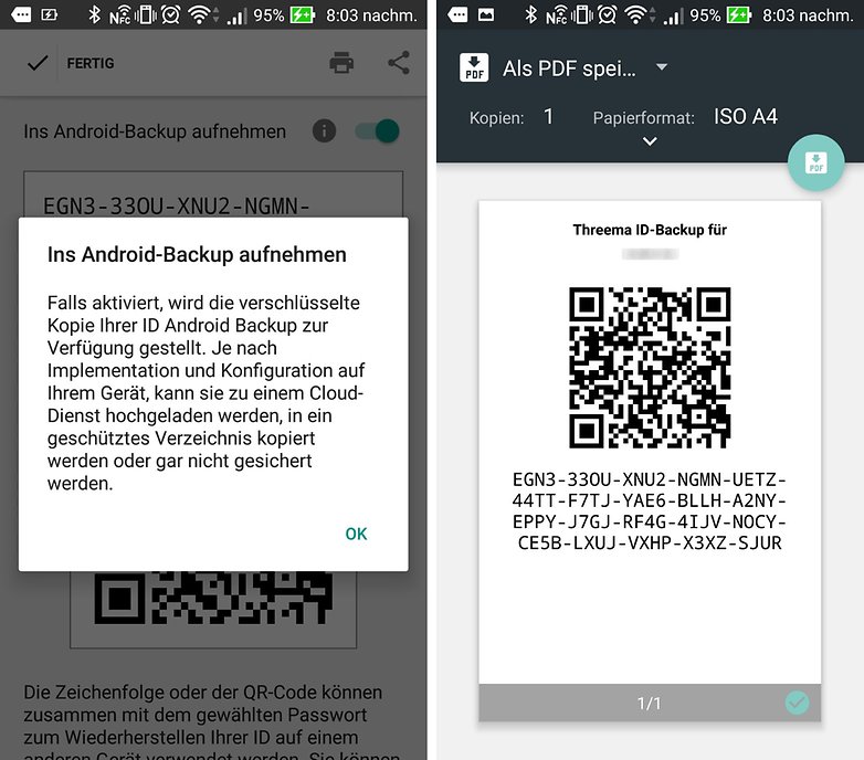 threema backup code