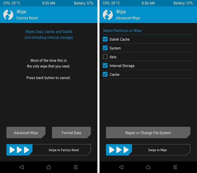 twrp advanced wipe