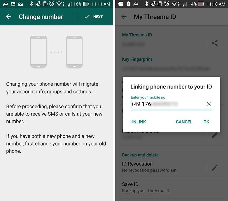 whatsapp vs threema change number