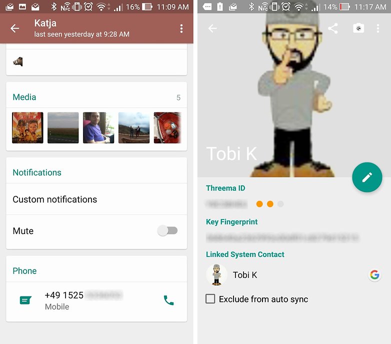 whatsapp vs threema contact details