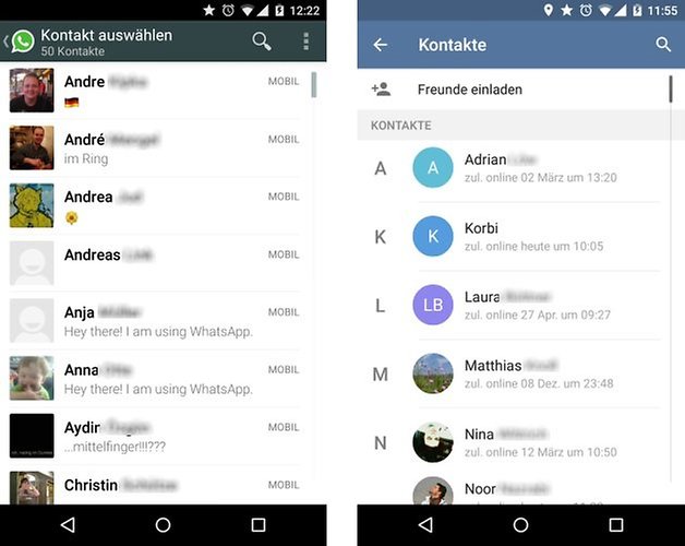 whatsapp telegram contacts de