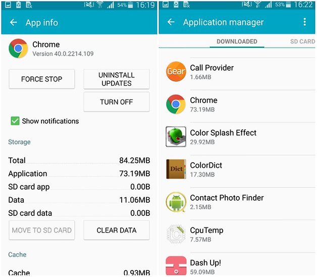 Clear app data. Apps Management Notification shown.