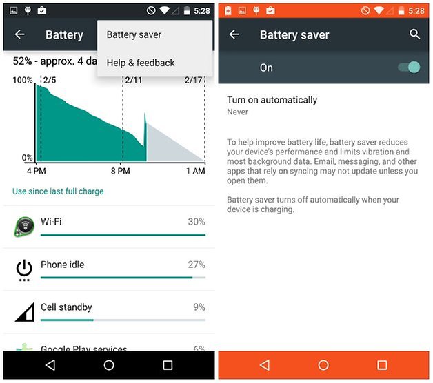 Nexus 5 battery saver