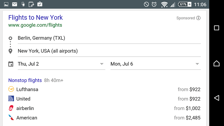 androidpit google search tips flights