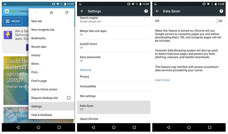 androidpit chrome data savings screenshot