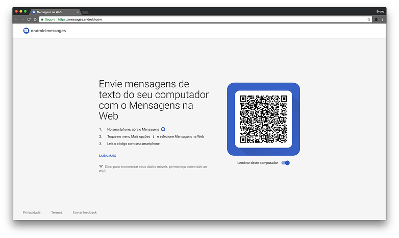 android mensagens web