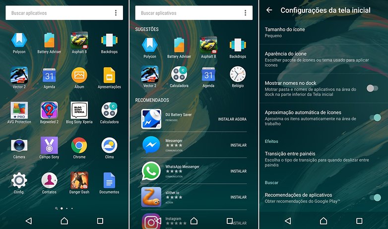 apps xperia x interface