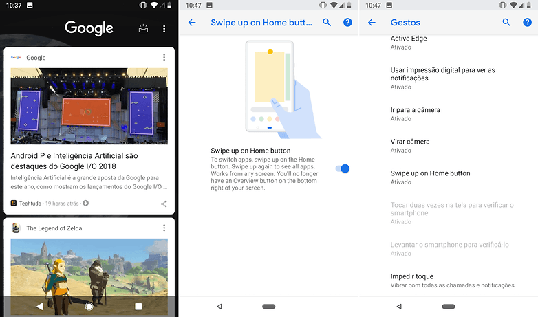 assistente android p gestos beta