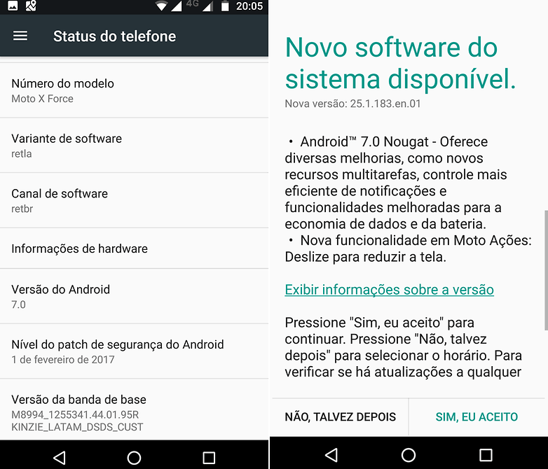 captura android nougat moto x force