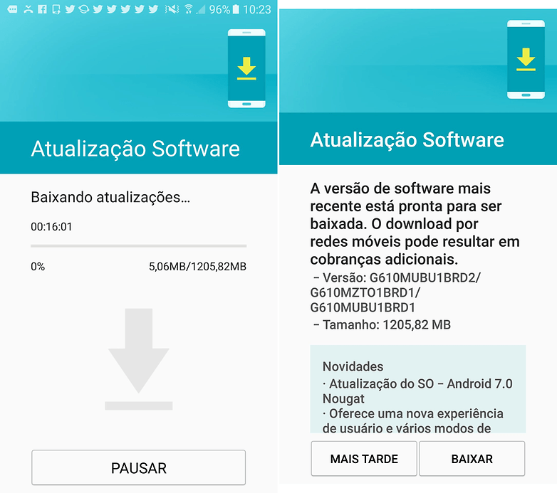 galaxy j7 prime update nougat