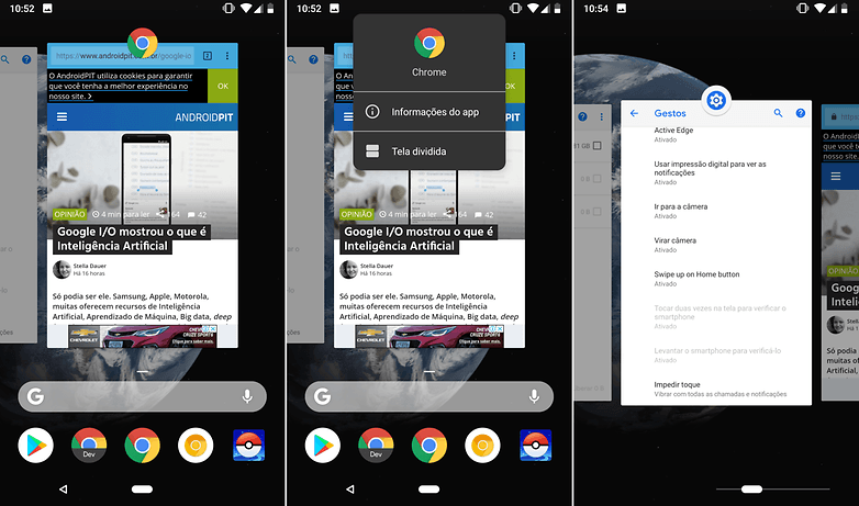 gestos android beta preview