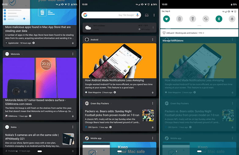 google feed dark theme 2 side