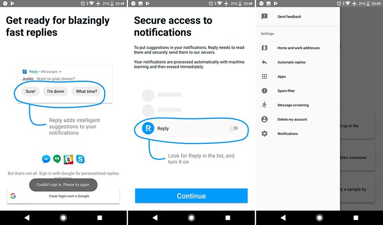 google reply screenshots