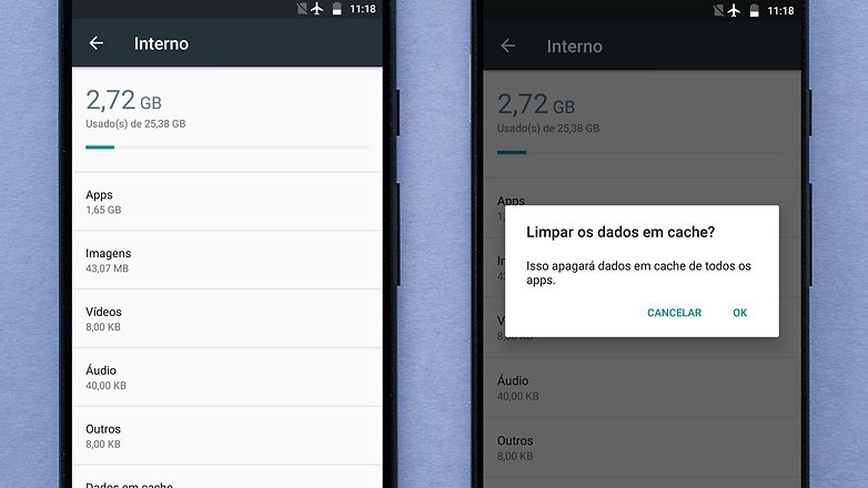 limpar dados cache apps execucao tips