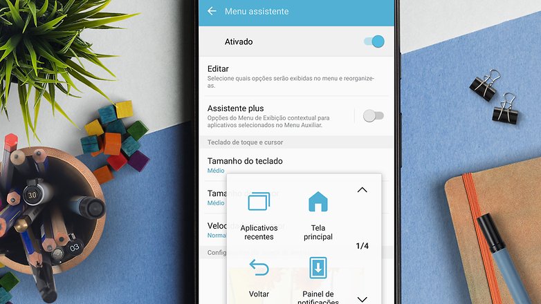 menu assistente acessibilidade dicas