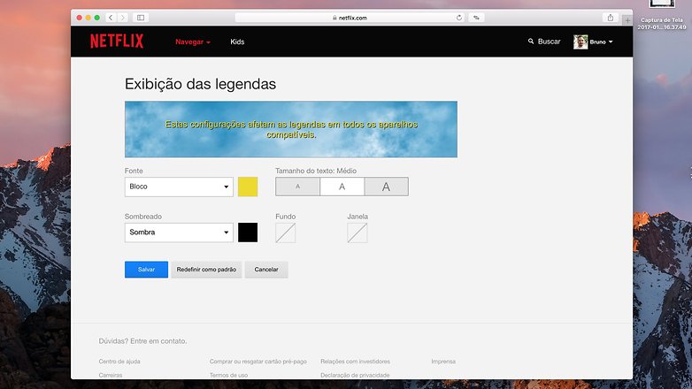 netflix mudar legendas