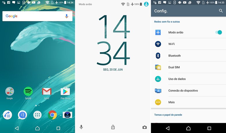 tela xperia x interface