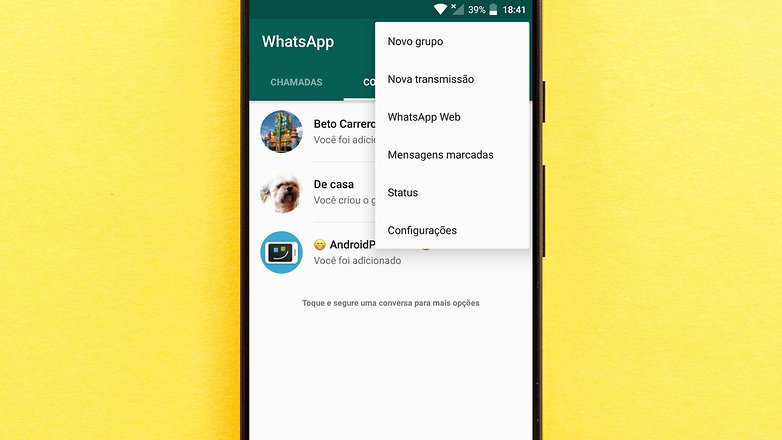 whatsapp inicio tela inicial