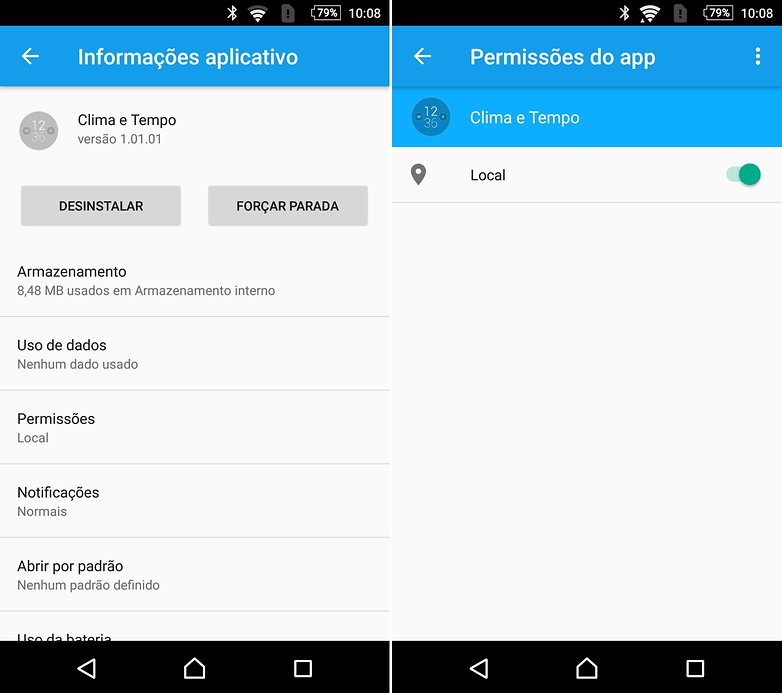 widget tempo moto lenovo permissoes