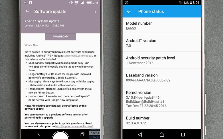 xperia z5 update nougat