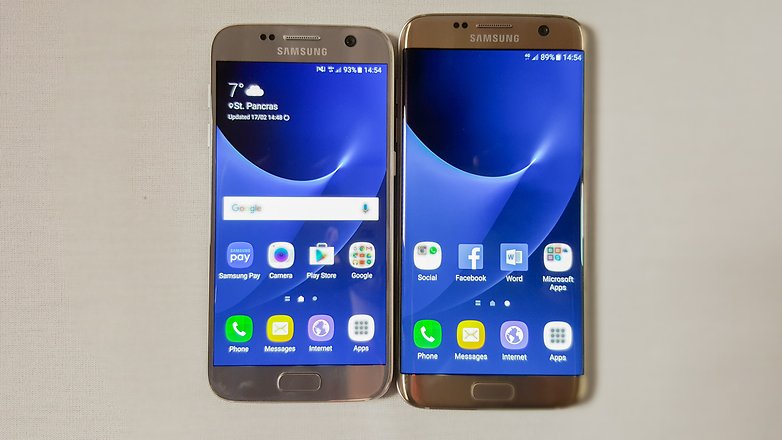 Galaxy s7 vs s7 edge size