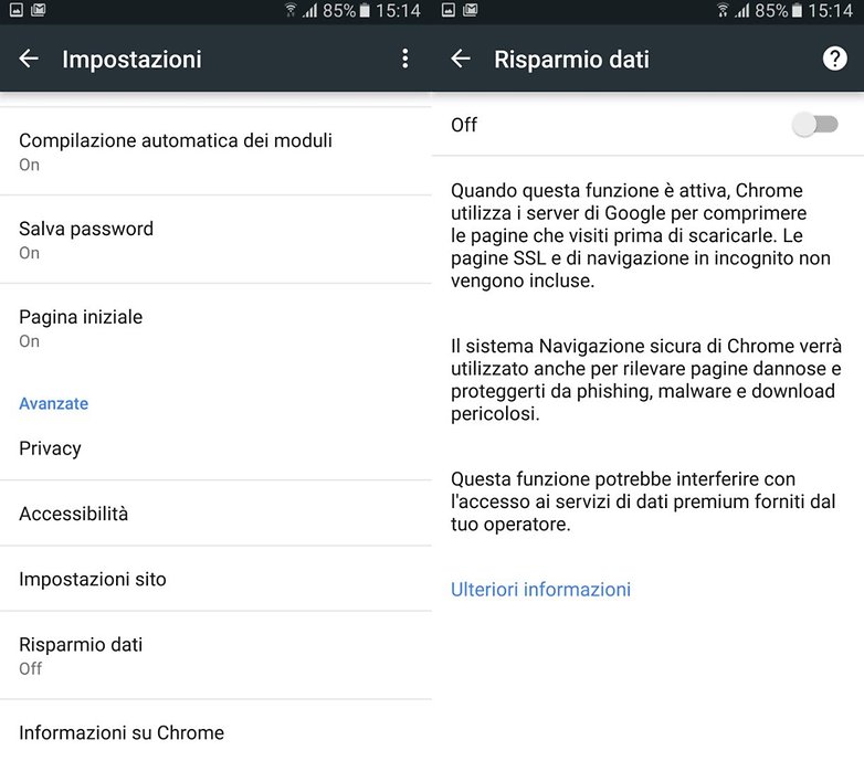 Chrome settings