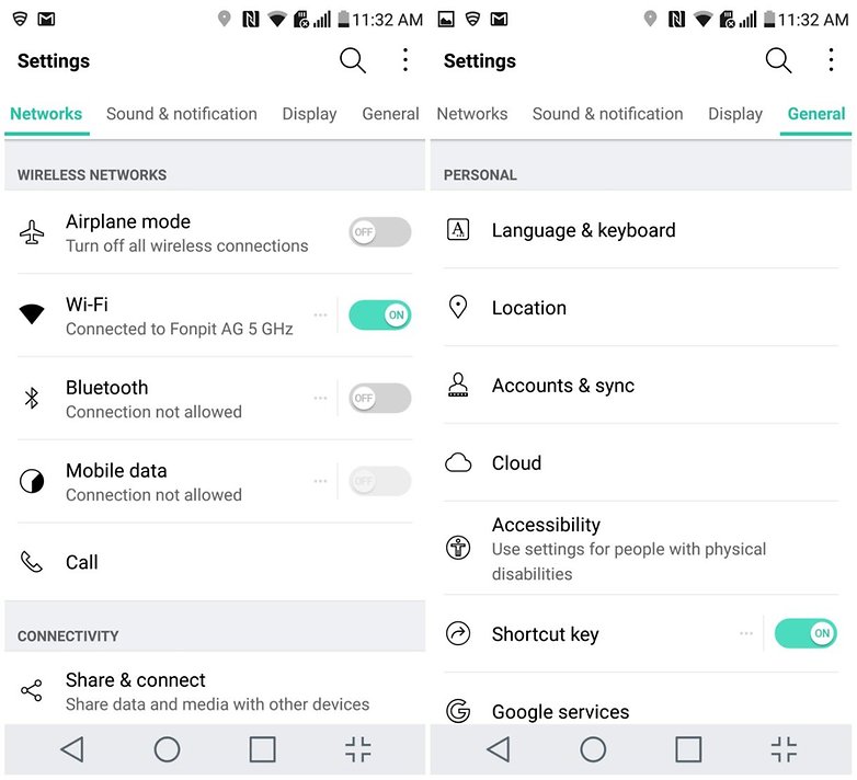 LG G5 settings