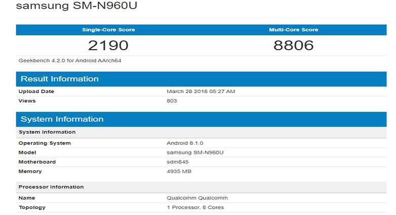 Note9 geekbench