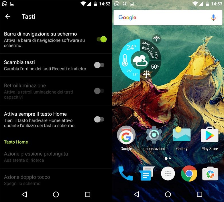 OP3 settings tasti