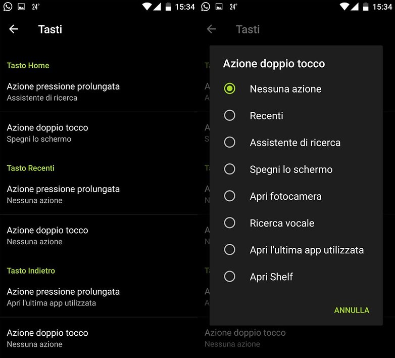 OP3 settings tasticapacitivi