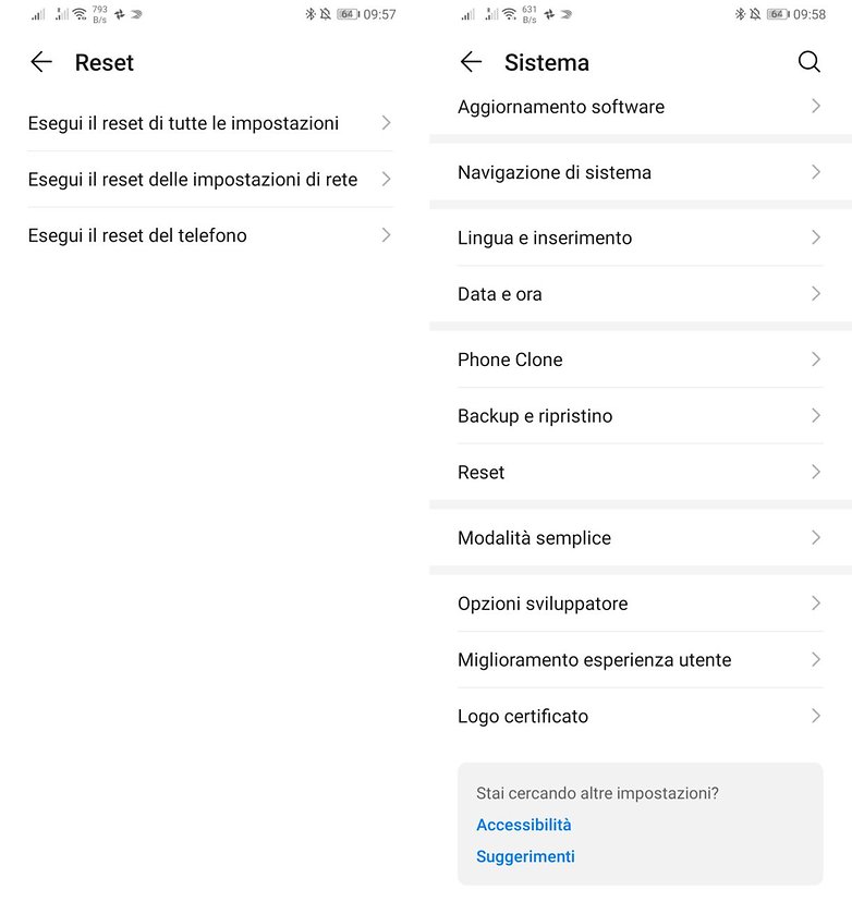 Reset dati