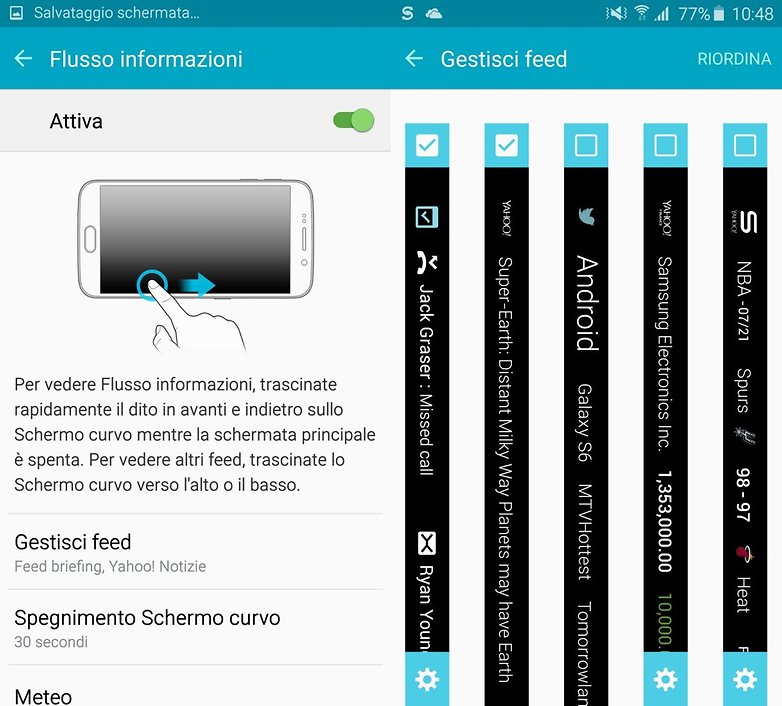 S6 edge settings