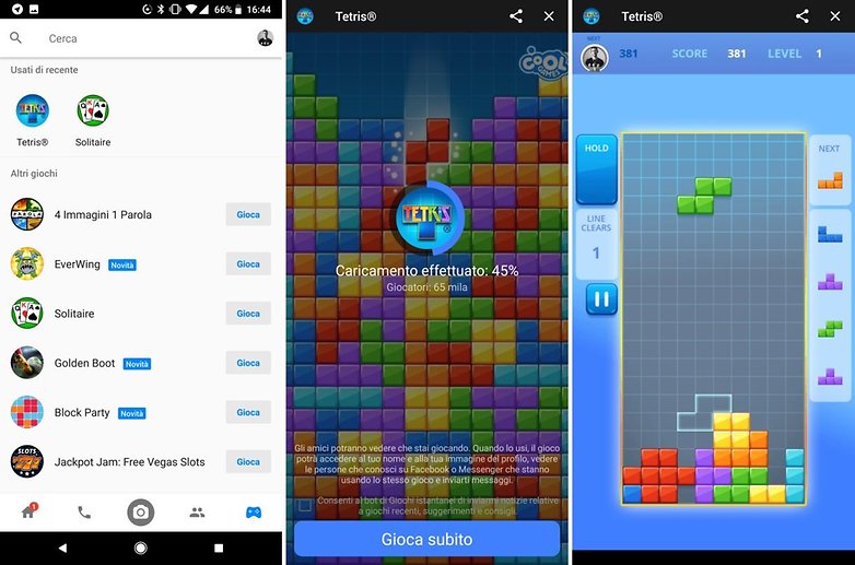 Tetris facebook messenger