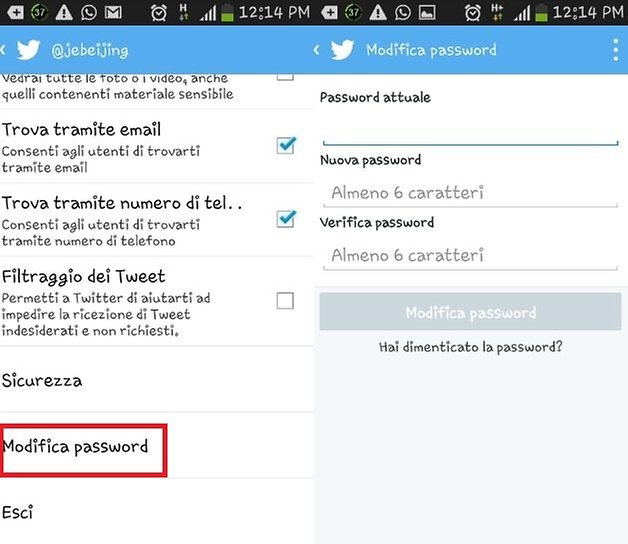 Twitter password