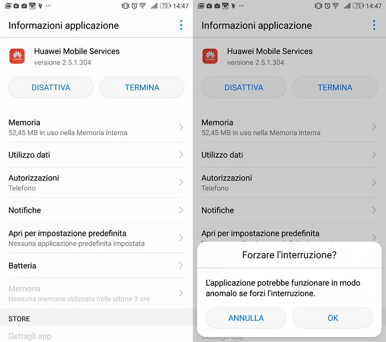 app disattiva