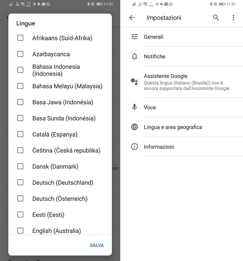 okgoogle lingue