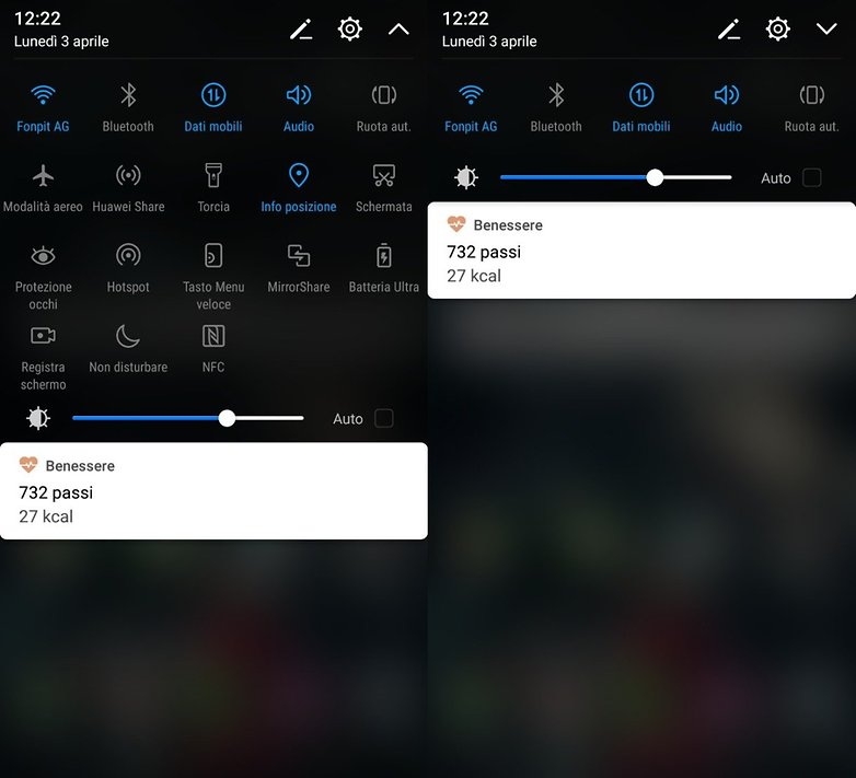 quick settings ITA