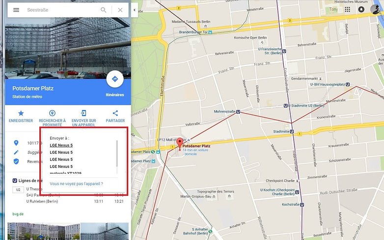 envoyer adresse google maps vers android envoyer sur appareil image 01